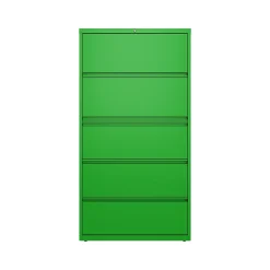 Hirsh File Cabinets<HL10000 Series 5-Drawer Lateral File Cabinet, Locking, Letter/Legal, Screaming Green, 36" (24259)
