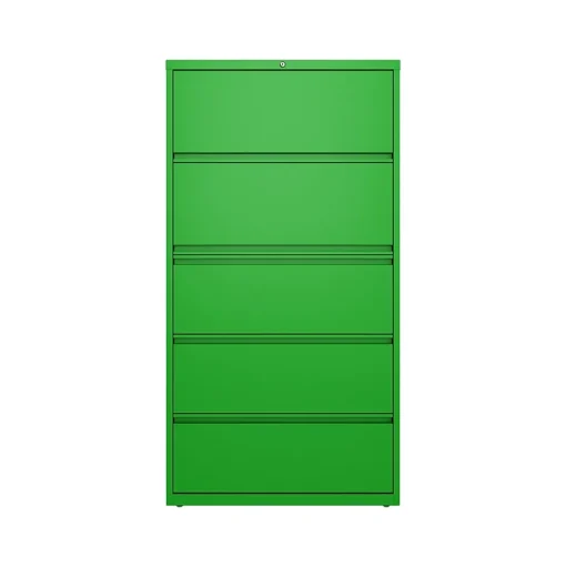 Hirsh File Cabinets<HL10000 Series 5-Drawer Lateral File Cabinet, Locking, Letter/Legal, Screaming Green, 36" (24259)