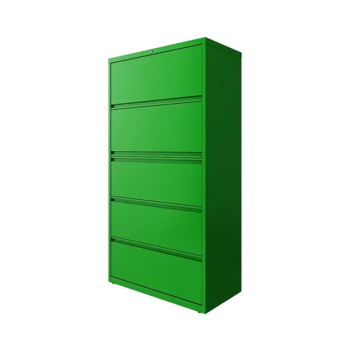 Hirsh File Cabinets<HL10000 Series 5-Drawer Lateral File Cabinet, Locking, Letter/Legal, Screaming Green, 36" (24259)