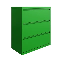 Hirsh File Cabinets<HL10000 Series 3-Drawer Lateral File Cabinet, Locking, Letter/Legal, Screaming Green, 36" (24253)