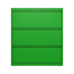 Hirsh File Cabinets<HL10000 Series 3-Drawer Lateral File Cabinet, Locking, Letter/Legal, Screaming Green, 36" (24253)