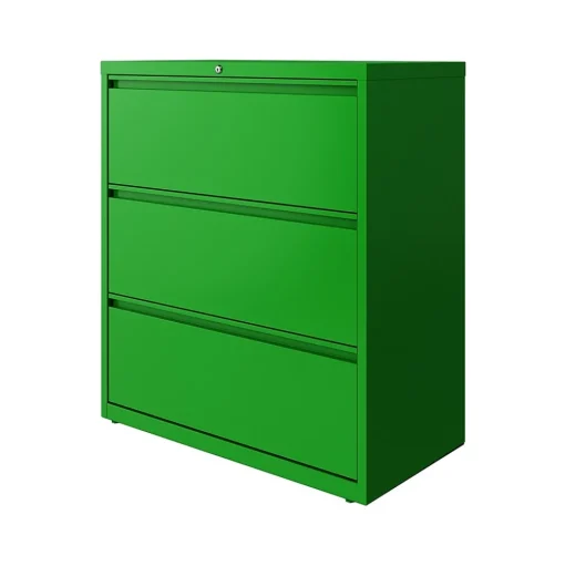 Hirsh File Cabinets<HL10000 Series 3-Drawer Lateral File Cabinet, Locking, Letter/Legal, Screaming Green, 36" (24253)