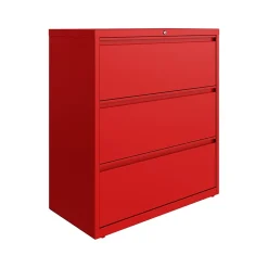 Hirsh File Cabinets<HL10000 Series 3-Drawer Lateral File Cabinet, Locking, Letter/Legal, Lava Red, 36" (24252)