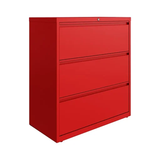 Hirsh File Cabinets<HL10000 Series 3-Drawer Lateral File Cabinet, Locking, Letter/Legal, Lava Red, 36" (24252)