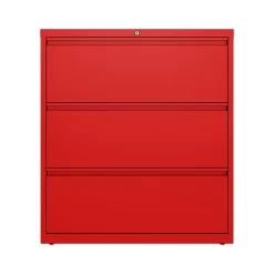 Hirsh File Cabinets<HL10000 Series 3-Drawer Lateral File Cabinet, Locking, Letter/Legal, Lava Red, 36" (24252)