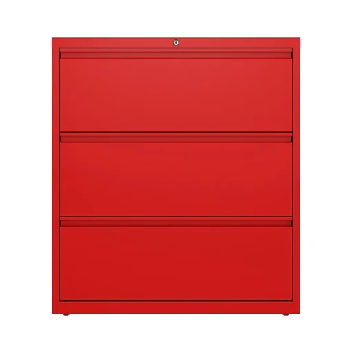 Hirsh File Cabinets<HL10000 Series 3-Drawer Lateral File Cabinet, Locking, Letter/Legal, Lava Red, 36" (24252)