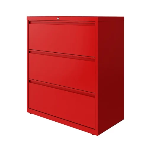 Hirsh File Cabinets<HL10000 Series 3-Drawer Lateral File Cabinet, Locking, Letter/Legal, Lava Red, 36" (24252)