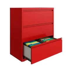 Hirsh File Cabinets<HL10000 Series 3-Drawer Lateral File Cabinet, Locking, Letter/Legal, Lava Red, 36" (24252)