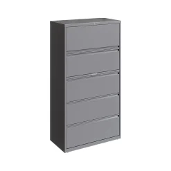 Hirsh File Cabinets<HL10000 Series 5-Drawer Lateral File Cabinet, Locking, Letter/Legal, Arctic Silver, 36" (23747)