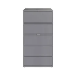 Hirsh File Cabinets<HL10000 Series 5-Drawer Lateral File Cabinet, Locking, Letter/Legal, Arctic Silver, 36" (23747)