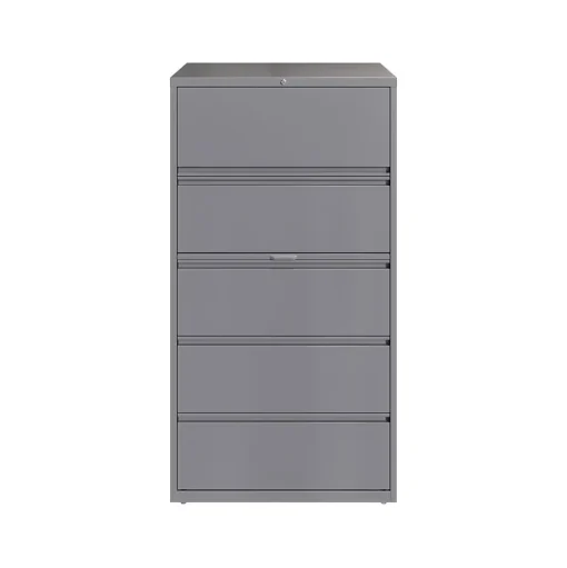 Hirsh File Cabinets<HL10000 Series 5-Drawer Lateral File Cabinet, Locking, Letter/Legal, Arctic Silver, 36" (23747)