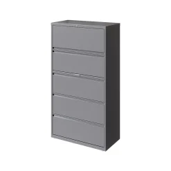 Hirsh File Cabinets<HL10000 Series 5-Drawer Lateral File Cabinet, Locking, Letter/Legal, Arctic Silver, 36" (23747)
