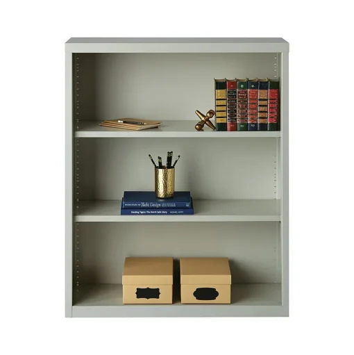 Hirsh Bookcases<HL8000 Series 42"H 3-Shelf Bookcase with Adjustable Shelves, Light Gray Steel (21991)