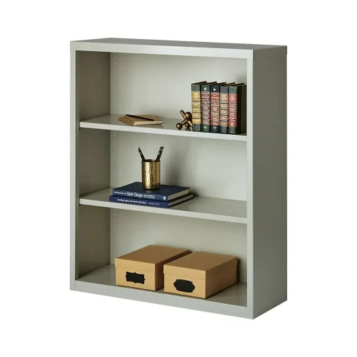 Hirsh Bookcases<HL8000 Series 42"H 3-Shelf Bookcase with Adjustable Shelves, Light Gray Steel (21991)
