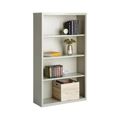 Hirsh Bookcases<HL8000 Series 60"H 4-Shelf Bookcase with Adjustable Shelves, Light Gray Steel (21994)