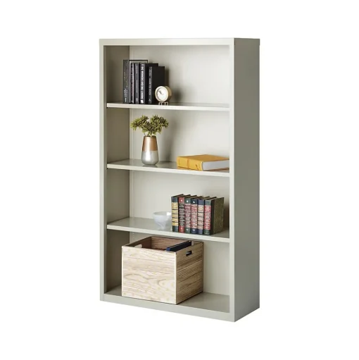Hirsh Bookcases<HL8000 Series 60"H 4-Shelf Bookcase with Adjustable Shelves, Light Gray Steel (21994)