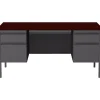 Hirsh Computer Desks<60"W Double-Pedestal Computer Desk, Charcoal/Mahogany (20102)