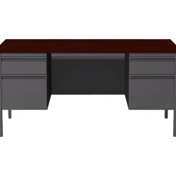 Hirsh Computer Desks<60"W Double-Pedestal Computer Desk, Charcoal/Mahogany (20102)