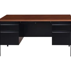 Hirsh Corner Desks<60"W Double-Pedestal Computer Desk, Black/Walnut (20101)