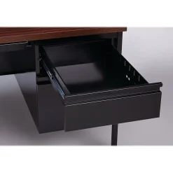 Hirsh Corner Desks<60"W Double-Pedestal Computer Desk, Black/Walnut (20101)