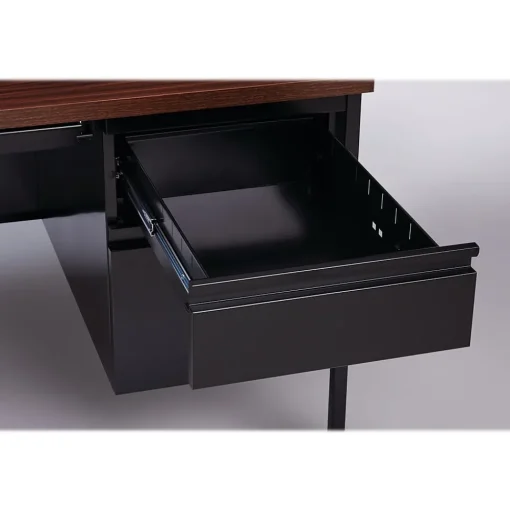 Hirsh Corner Desks<60"W Double-Pedestal Computer Desk, Black/Walnut (20101)