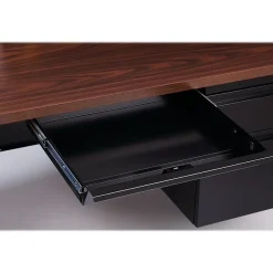 Hirsh Corner Desks<60"W Double-Pedestal Computer Desk, Black/Walnut (20101)
