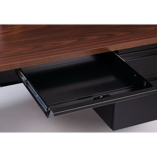 Hirsh Corner Desks<60"W Double-Pedestal Computer Desk, Black/Walnut (20101)