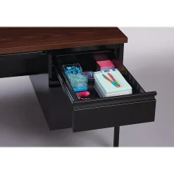 Hirsh Corner Desks<60"W Double-Pedestal Computer Desk, Black/Walnut (20101)