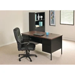 Hirsh Corner Desks<60"W Double-Pedestal Computer Desk, Black/Walnut (20101)