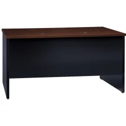 Hirsh Computer Desks<60"W Double-Pedestal Desk, Black/Walnut (20533)