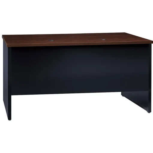 Hirsh Computer Desks<60"W Double-Pedestal Desk, Black/Walnut (20533)