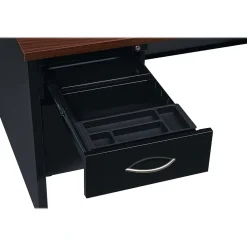 Hirsh Computer Desks<60"W Double-Pedestal Desk, Black/Walnut (20533)