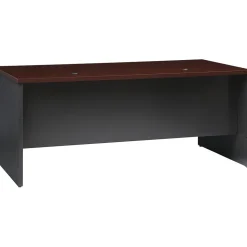 Hirsh Computer Desks<72"W Double-Pedestal Desk, Charcoal/Mahogany (20532)