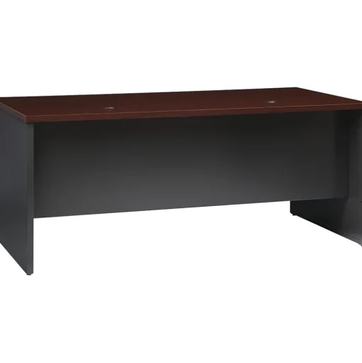 Hirsh Computer Desks<72"W Double-Pedestal Desk, Charcoal/Mahogany (20532)