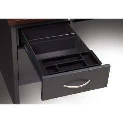 Hirsh Computer Desks<72"W Double-Pedestal Desk, Charcoal/Mahogany (20532)