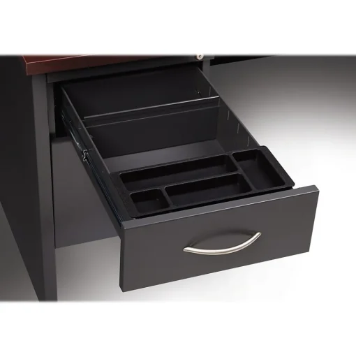 Hirsh Computer Desks<72"W Double-Pedestal Desk, Charcoal/Mahogany (20532)