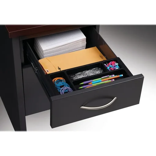 Hirsh Computer Desks<72"W Double-Pedestal Desk, Charcoal/Mahogany (20532)