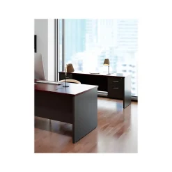 Hirsh Computer Desks<72"W Double-Pedestal Desk, Charcoal/Mahogany (20532)