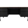 Hirsh Computer Desks<60"W Double-Pedestal Mobile Teacher's Desk, Black/Walnut (22648)