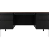 Hirsh Computer Desks<60"W Double-Pedestal Teacher's Desk, Black/Walnut (22644)