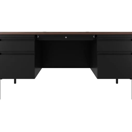 Hirsh Computer Desks<60"W Double-Pedestal Teacher's Desk, Black/Walnut (22644)