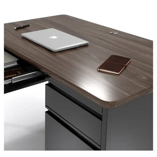 Hirsh Computer Desks<60"W Double-Pedestal Teacher's Desk, Black/Walnut (22644)