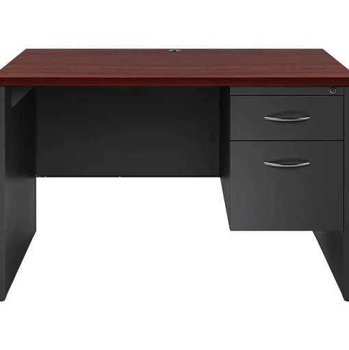 Hirsh Computer Desks<48"W Single-Pedestal Computer Desk, Charcoal/Mahogany (20540)