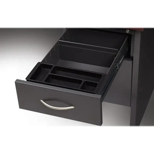 Hirsh Computer Desks<48"W Single-Pedestal Computer Desk, Charcoal/Mahogany (20540)