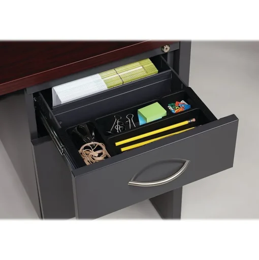 Hirsh Computer Desks<48"W Single-Pedestal Computer Desk, Charcoal/Mahogany (20540)