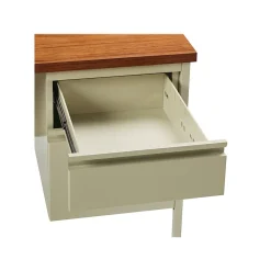 Hirsh Computer Desks<48"W Single-Pedestal Desk, Putty/Oak (20091)