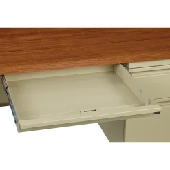 Hirsh Computer Desks<48"W Single-Pedestal Desk, Putty/Oak (20091)