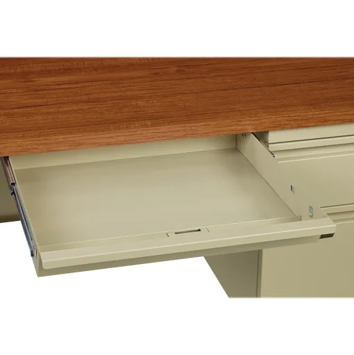 Hirsh Computer Desks<48"W Single-Pedestal Desk, Putty/Oak (20091)
