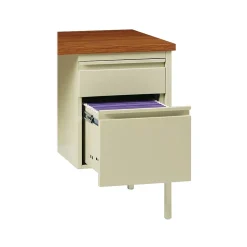 Hirsh Computer Desks<48"W Single-Pedestal Desk, Putty/Oak (20091)