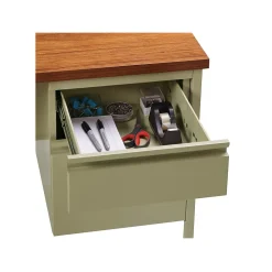 Hirsh Computer Desks<48"W Single-Pedestal Desk, Putty/Oak (20091)